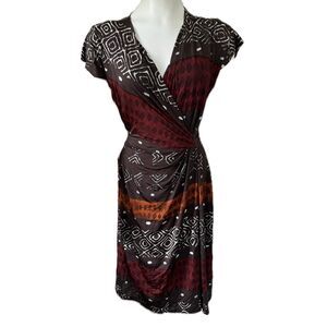 Max Mara Studio Japan Exclusive Geometric Faux Wrap Gathered Draped Midi Dress L